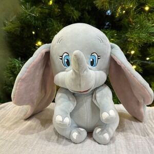 Ty Sparkle Dumbo Plush Toy Disney Elephant‎ Gray Pink Ears Stuffed Animal